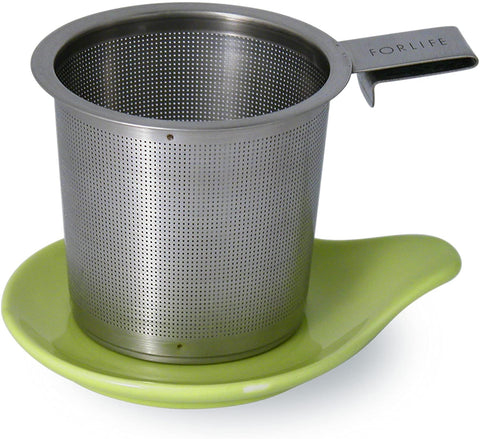 FORLIFE Hook Handle Tea Infuser & Dish Set - Random Color will be chosen for you